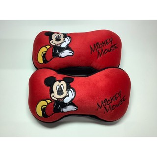 หมอนรองคอ กระดูก ในรถยนต์ แบบผ้า ลาย MICKEY MOUSE(มิกกี้เมาส์) ลิขสิทธิ์ แท้ 2ชิ้น