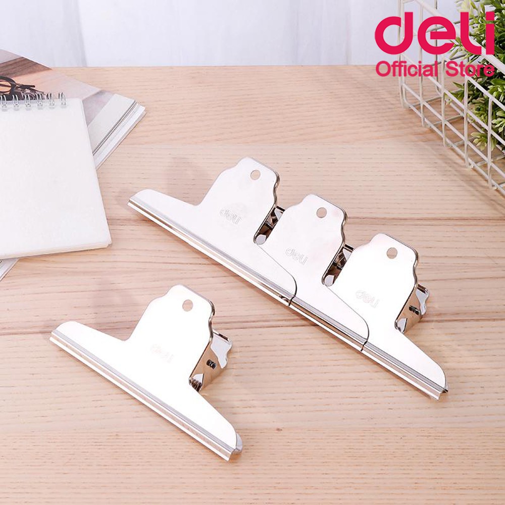คลิปหนีบกระดาษ ขนาด 145mm Deli คลิป คลิปสแตนเลส คลิปปากแบน อเนกประสงค์ อุปกรณ์สำนักงาน ขนาด 5 3/4 นิ้ว (แพ็ค 4 ชิ้น)