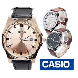 casio นาฬิกาข้อมือ นาฬิกาคาสิโอ้ สีน้ำตราล casioสายหนัง พร้อมกล่องแบรน นาฬิกาสายหนัง สำหรับผู้หญิงและผู้ชาย RC636