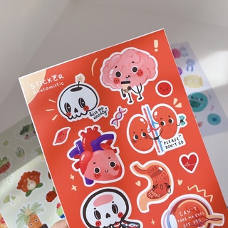 MINIFAAH - Sticker A6 สติ๊กเกอร์ อวัยวะ ร่างกาย วิทยาศาสตร์ ชีววิทยา อนาโตมี่