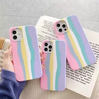 เคสสายรุ้ง สีชมพู Samsung A22 A21S J710 A12 S20FE A02 A42 Note20 Note20Ultra เคสนิ่มซิลิคอน กำมะหยี่ เคสกันกระแทก