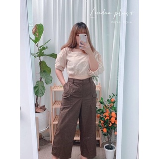 Plussize😊กางเกงขายาวกระเป๋าสี่ใบผ้าคอตตอนกึ่งยีนส์ #ไซส์ใหญ่ #บิ๊กไซส์ #กางเกงเอวสูง #แฟชั่นไซส์ใหญ่  #เสื้อผ้าสาวอวบ
