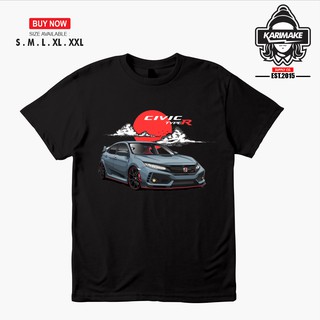 เสื้อยืดผ้าฝ้ายพิมพ์ลายแฟชั่น เสื้อยืด พิมพ์ลายรถยนต์ Honda CIVIC FC TYPE R JDM