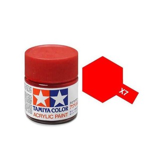 สีสำหรับทำโมเดล สีทามิย่าสูตรน้ำ สีสำหรับพลาสติก สีแดง Tamiya Acrylic X7 Red 10ml