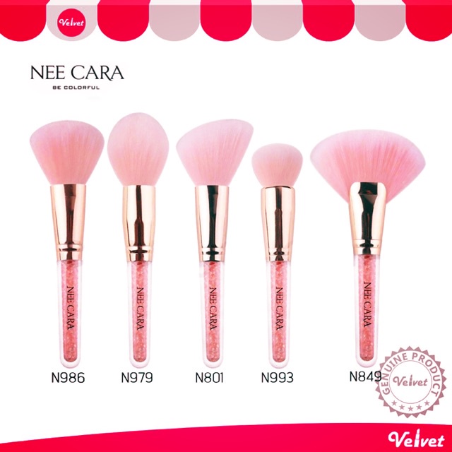 NEE CARA PINK CRYSTAL BRUSH : Nee Cara นีคาร่า แปรงแต่งหน้า พิงค์คริสตัล x 1 ชิ้น