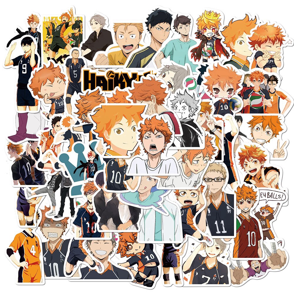 ไฮคิว กันน้ําญี่ปุ่นอะนิเมะสติกเกอร์52ชิ้นสําหรับสเก็ตบอร์ดกีต้าร์คอมพิวเตอร์แล็ปท็อป