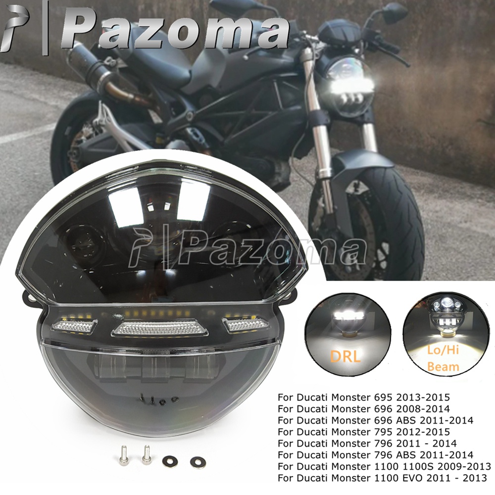PA 12V รถจักรยานยนต์ Light Assembly DRL ไฟหน้า Hi/lo Beam LED Punto Ducati Monster 695 696 795 796 ABS 1100 S EVO