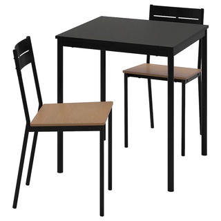 IKEA พร้อมส่ง ชุดโต๊ะและเก้าอี้ 2 ตัว โต๊ะทานข้าวอิเกียแท้ SANDSBERG ซันด์เบรย์ ดำ 67x67 ซม. จัดส่งไว