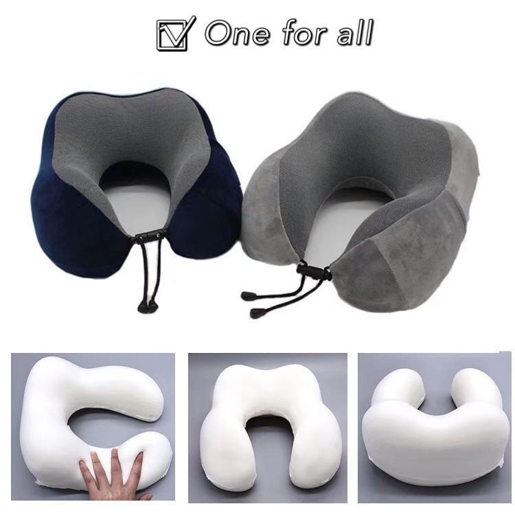 🔥พร้อมส่ง🔥 QC02 หมอนรองคอ พรีเมี่ยม Memory foam มีถุงม้วนเก็บ สินค้าพร้อมส่ง