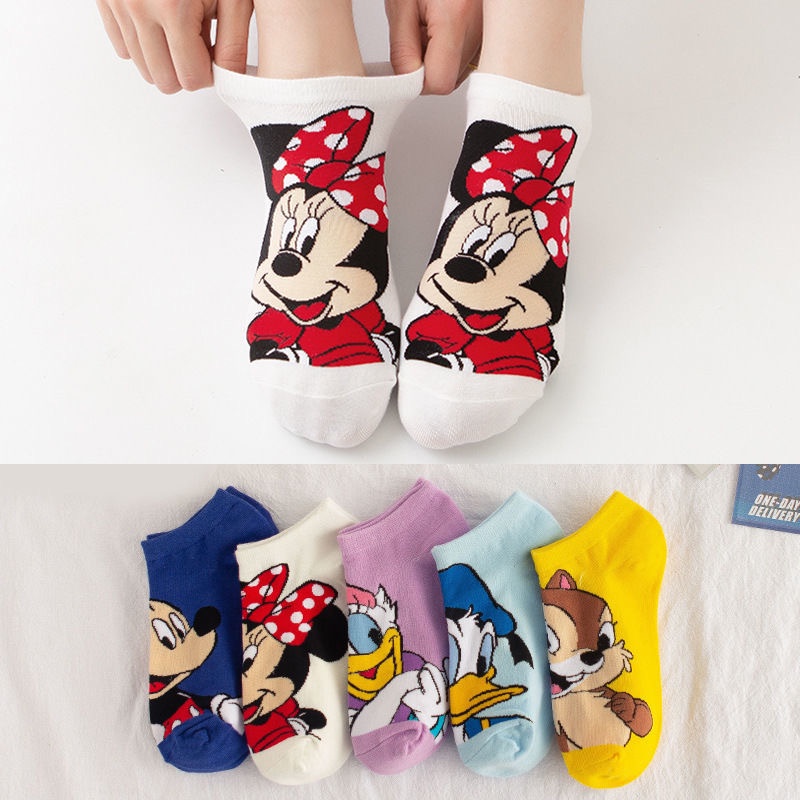 ถุงเท้าข้อสั้น ลายการ์ตูน Disney Mickey Donald น่ารัก สําหรับผู้หญิง และผู้ชาย 1 คู่
