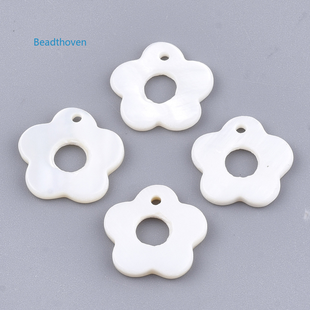 Beadthoven จี้ดอกไม้น้ําจืด 13x13x2 มม. รู 1.2 มม. สําหรับทําเครื่องประดับ DIY 5-20 ชิ้น