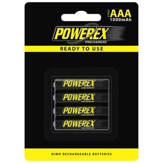 ถ่านชาร์จคุณภาพสูง Powerex  AAA 1000mAh min.900mAh  4ก้อน ของแท้บริษัท