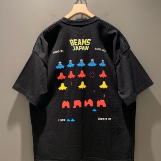 พร้อมส่ง BEAMS เสื้อคอกลม แขนสั้น ผ้าฝ้าย พิมพ์ลาย ทรงหลวม