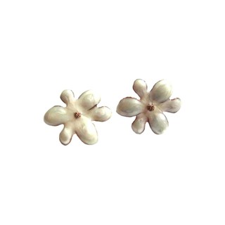 TANITTgems ต่างหูดอกกล้วยไม้ลงยา (สีขาว)