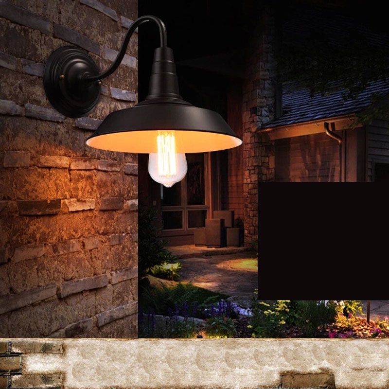 โคมไฟติดผนังวินเทจ LED E27 Edison light Loft Retro Iron Paint American Old Style Simplicity Black Pot Cover with Lamp