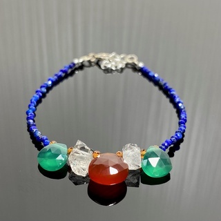 สร้อยข้อมือหินเจียรไนแท้ทั้งเส้น (Lapis Lazuli and mixed stone Bracelet)  #14