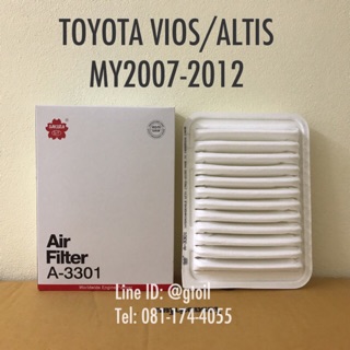 ไส้กรองอากาศ กรองอากาศ VIOS 1.5 07-12, Yaris 1.5, Altis 2008-2020 by Sakura OEM