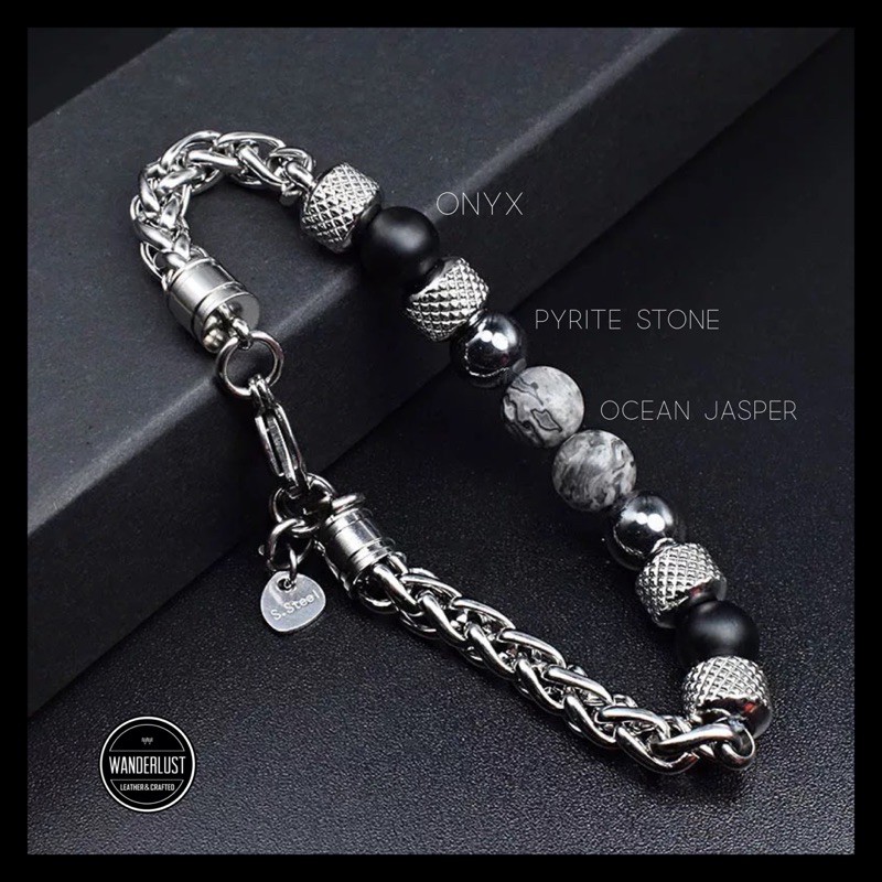 สร้อยข้อมือหิน รุ่น Ocean Jasper stone Stainless S. X Lucky Stone
