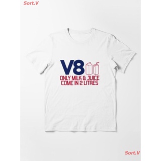 โลโก้ V8 - Only Milk &amp; Juice Come In 2 Litres (4) Essential T-Shirt เสื้อยืดพิมพ์ลาย เสื้อยืดโลโก้รถ