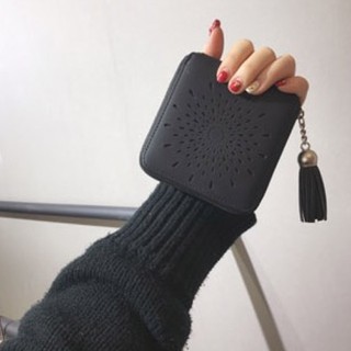 กระเป๋าสตางค์แบบสั้นสีดำ ลายเรียบๆ : Black woman Wallet