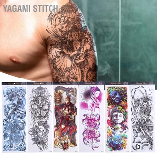 Yagami Stitch สติกเกอร์รอยสักชั่วคราว กันน้ํา แบบเต็มแขน สําหรับผู้ชาย และผู้หญิง 6 แผ่น