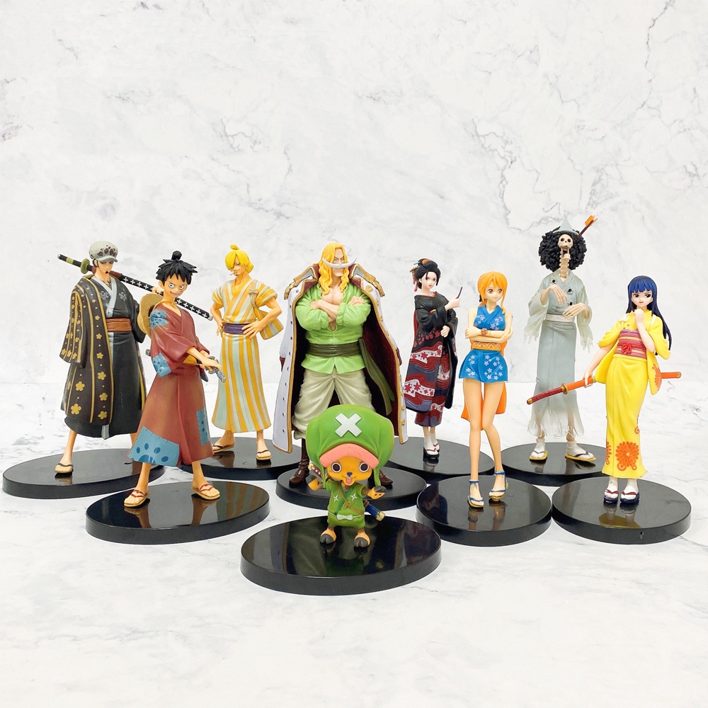 โมเดลฟิกเกอร์ PVC อนิเมะ One Piece Kimono Luffy Tony Tony Chopper Sanji Nami Brook Nico Robin Trafalgar Law 8 สไตล์ ของเล่นสําหรับเด็ก