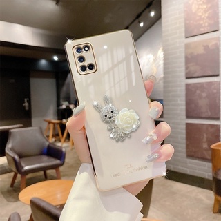 เคสโทรศัพท์มือถือแบบนิ่ม ขอบสี่เหลี่ยม ลายกระต่าย หรูหรา สําหรับ Realme C55 C30S GT NEO 3 10 Pro Plus Pro+ 4G 5G