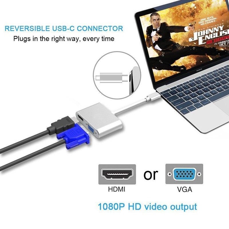 3in1 USB 3.1 Type C to HDMI+VGA Female Adapter #8