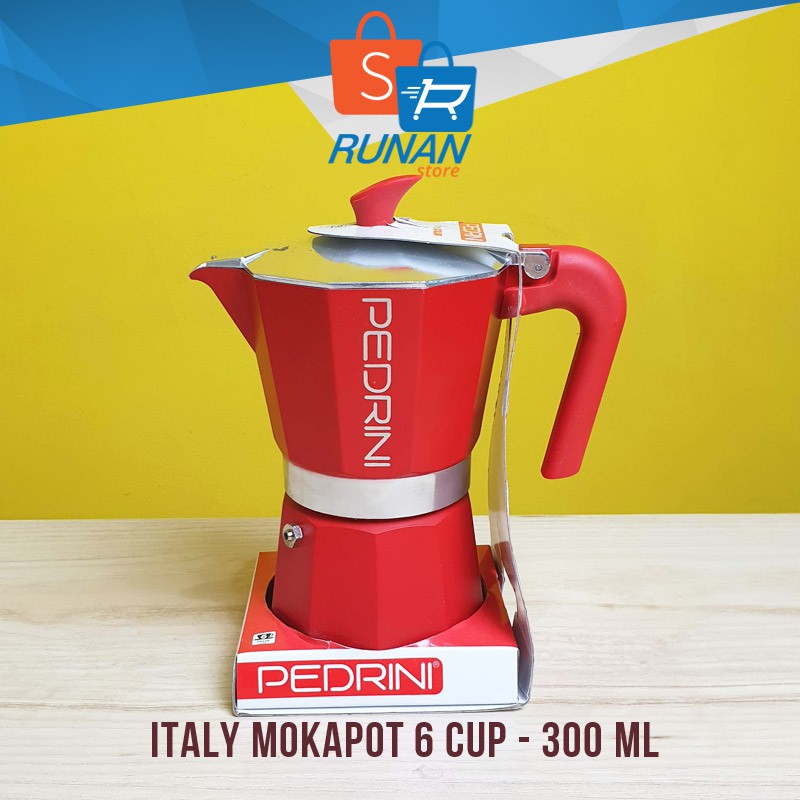 Mokapot 6 ถ้วย Pedrini Moka Pot 600ml อิตาลีเครื่องชงกาแฟเอสเปรสโซ 6cup