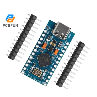 เมนบอร์ดคริสตัลออสซิลเลเตอร์ อินเตอร์เฟซ Type-c พร้อมหัวเข็ม Pcbfun Pro Micro series ATMEGA32U4 5V 16 เมตร