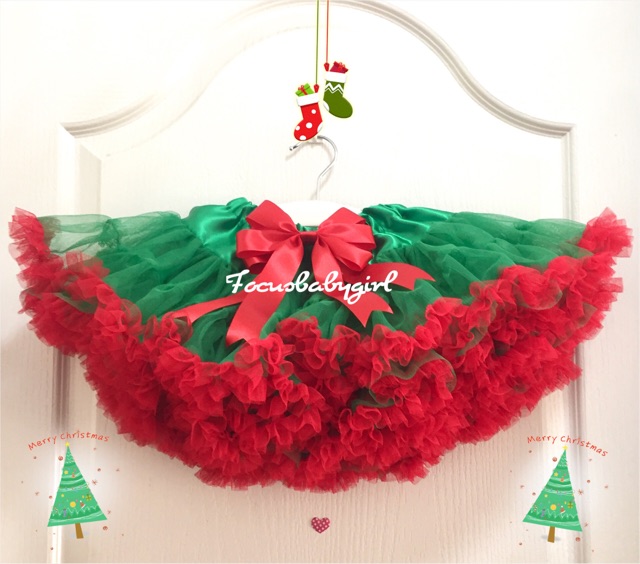 กระโปรงtutuคริสต์มาส🎄รุ่นฟูพิเศษสีเขียวชายแดง มีซับใน💯