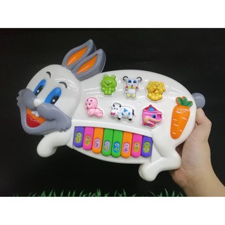 RABBIT PIANO ของเล่นเปียนโนรูปกระต่าย มี8 คีย์ พร้อมกับปุ่มเสียงสัตว์ต่างๆ 8ชนิด ปรับโหมดเสียงได้3โหมด no.3300