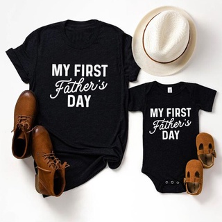 เสื้อยืดผ้าฝ้ายพิมพ์ลาย เสื้อยืด พิมพ์ลาย My First Father Day น่ารัก เหมาะกับฤดูร้อน สําหรับครอบครัว 2022