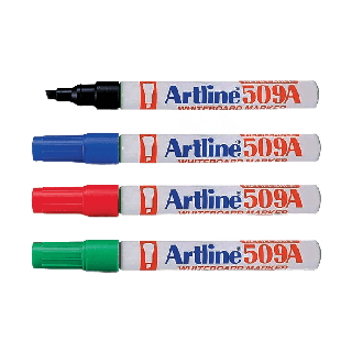 Artline ปากกาไวท์บอร์ด หัวกลม ชุด 4 ด้าม 4 สี (สีดำ,น้ำเงิน,แดง,เขียว) เติมหมึกได้ ไม่มีสารไซลีน เป็นมิตรกับสิ่งแวดล้อม