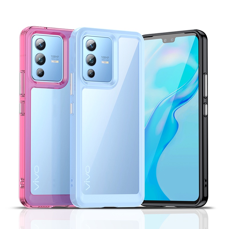เคสโทรศัพท์มือถือซิลิโคน TPU ใส กันกระแทก หรูหรา สําหรับ Vivo V23 5G