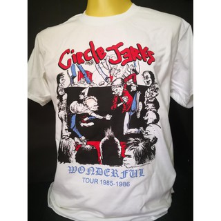 เสื้อวงนำเข้า Circle Jerks Wonderful Tour 1985-1986 Black Flag Bad Religion Hardcore Punk Rock Style Vintage T-Shirt