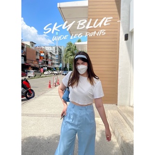 CurveG Wide Leg Pants Sky Blue กางเกงขายาว สีสกายบลู