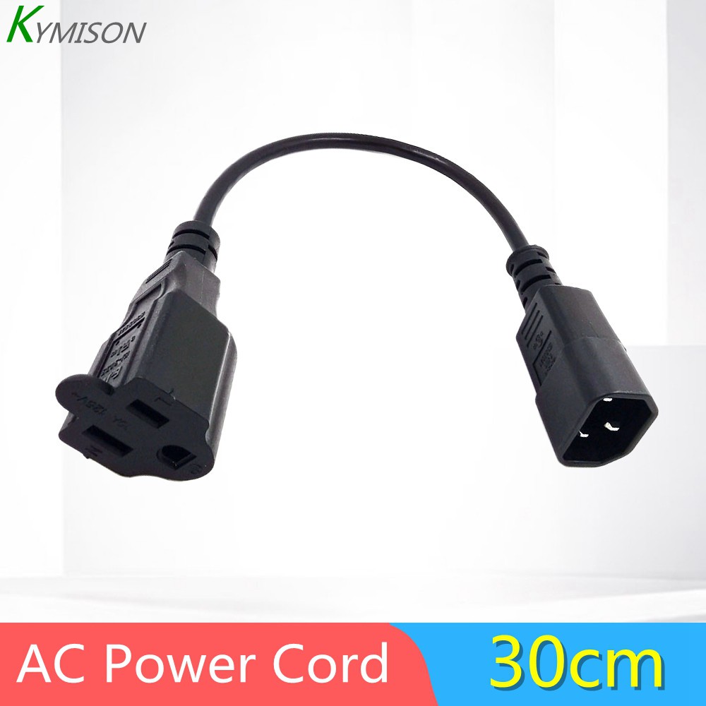 1ft IEC 320 C14 ชายปลั๊ก NEMA 5-15R 3 Prong หญิง PC Power Adapter สายสีดํา 0.3 M