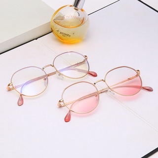 【พร้อมส่ง】แว่นตา กรอบโลหะ ทรงกลม ป้องกันรังสียูวี กันแสงสีฟ้า สไตล์เกาหลี สําหรับผู้หญิง และผู้ชาย