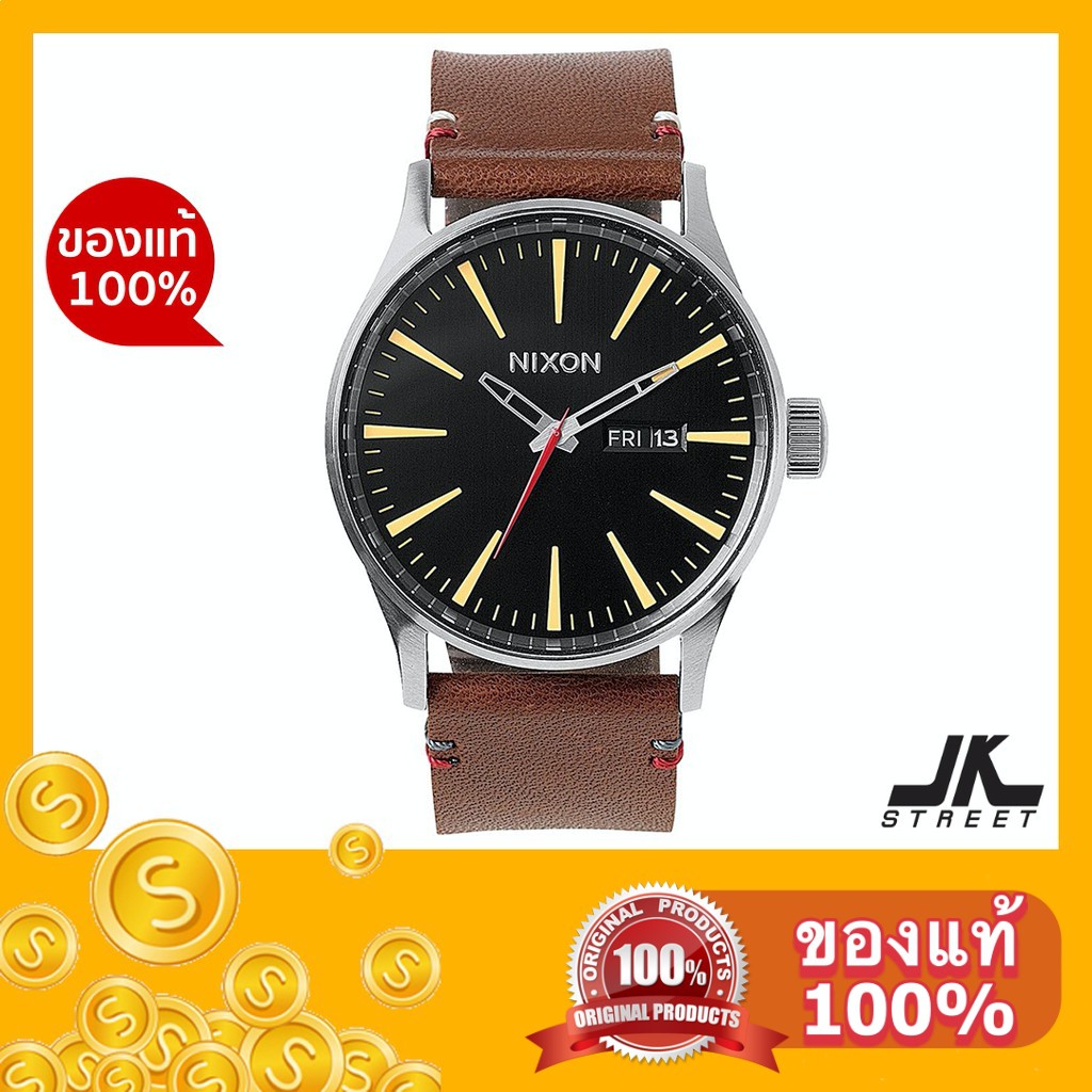 [โค้ด 15ZXS4 ลด 13%] นาฬิกา Nixon Sentry Leather รุ่น A105-019 (Black/Brown) ของแท้