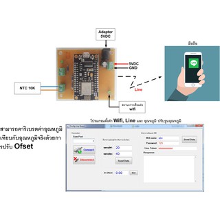 บอร์ดแจ้งเตือนอุณหภูมิผ่านไลน์ (สามารถคาริเบรตเซนเซอร์ได้)