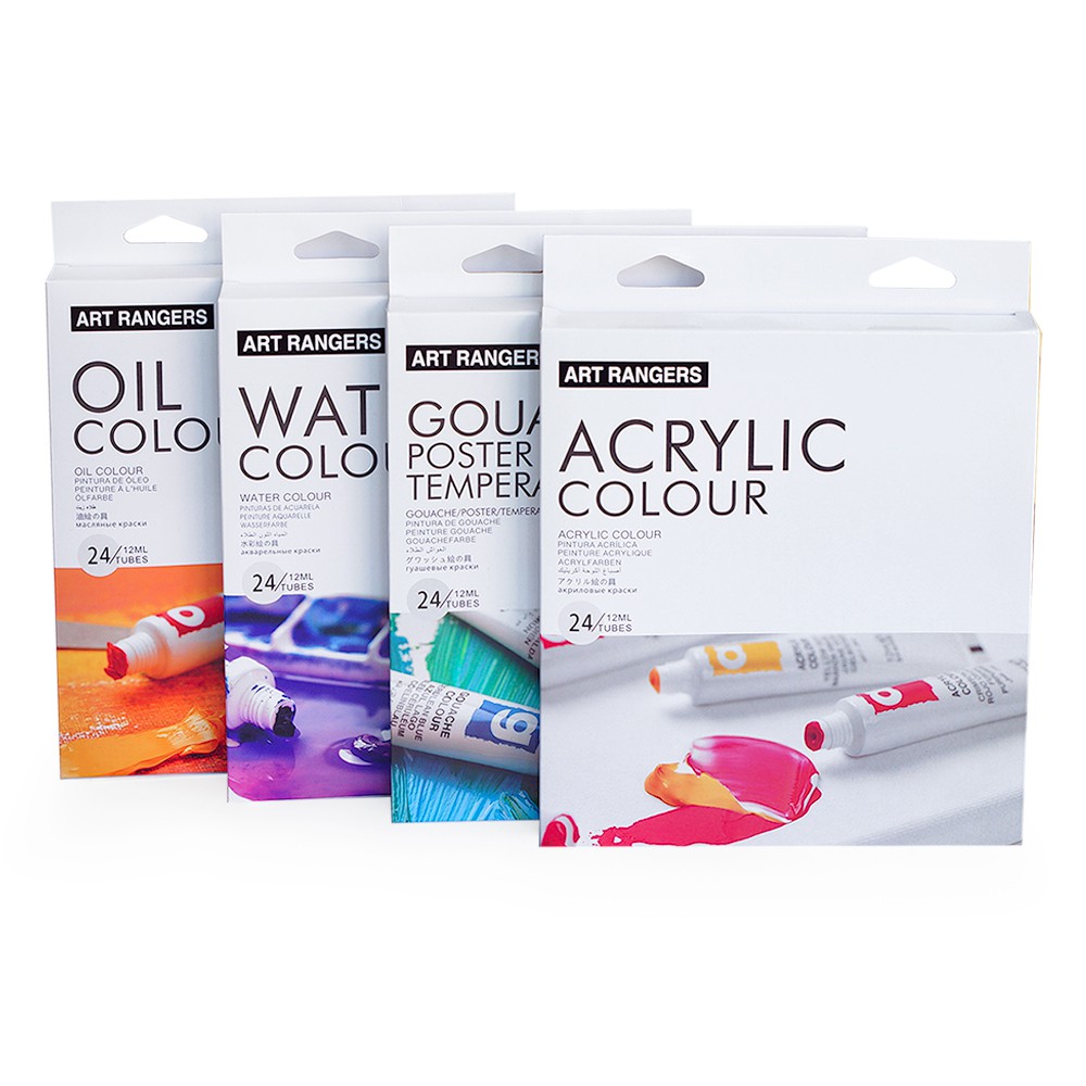 สีอะคริลิค สีโปสเตอร์ สีน้ำ สีน้ำมัน (12 ml.) ชุด 12สี / 24 สี  ART RANGERS สีกวอช ACRYLIC WATER OIL GOUACH COLOR