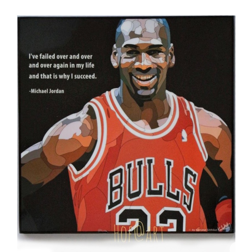 Michael Jordan #1 ไมเคิล จอร์แดน Basketball บาสเก็ตบอล รูปภาพ​ติด​ผนัง​ pop art​ กรอบรูป​​ นักกีฬา ข