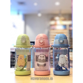 MINISO We BARE BEARS ขวดน้ําพลาสติก พร้อมสายคล้อง 520 มล.