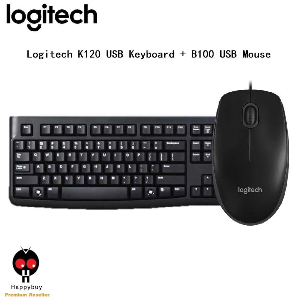 Logitech B100 K120 OPTICAL USB MOUSE คีย์บอร์ด USB