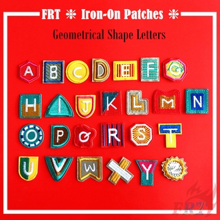 ☸ Geometrical Shape Letters Iron-on Patch ☸ 1Pc Diy Sew on Iron on Badges Patches