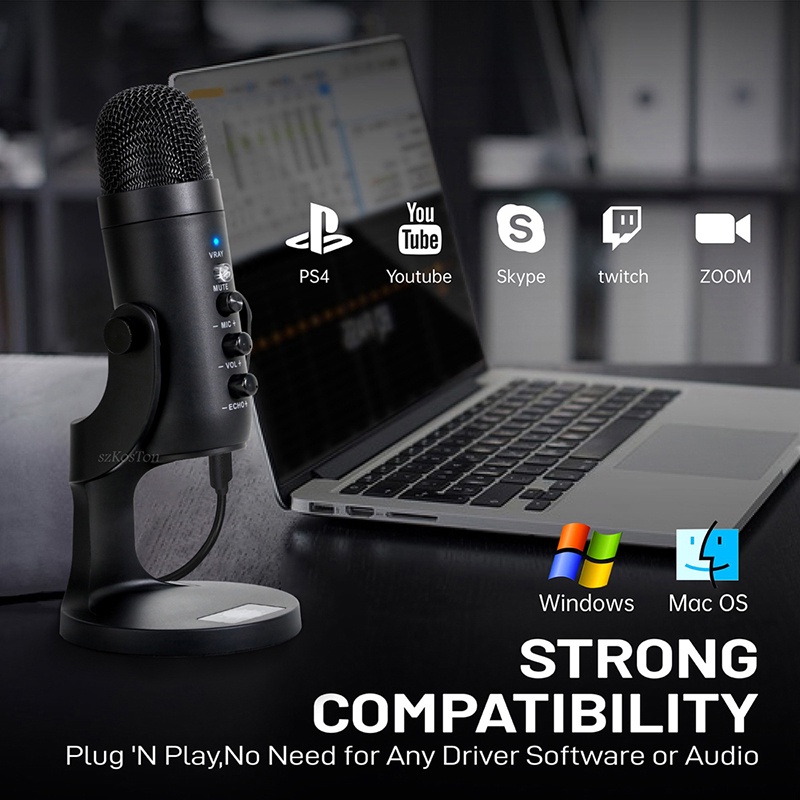 BCondenser Microphone USB Desktop Mic For Computer ASMR Live Dubbing ...