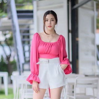 Alice crop top.เสื้อครอปปาดไหล่