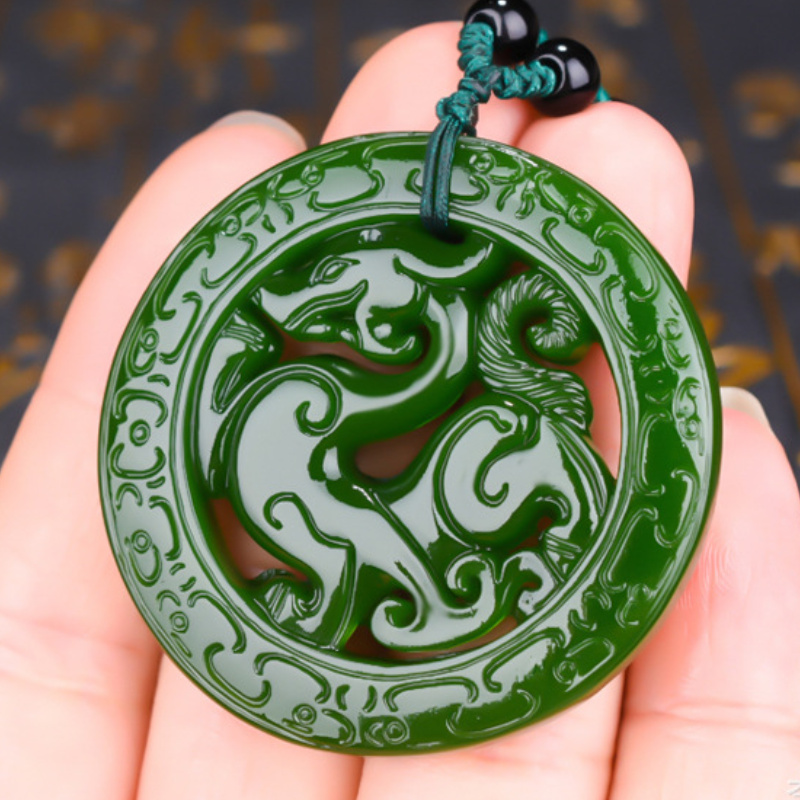 Jasper Jadi Stone Lucky Charms Necklace Pendant EYkj gf19oceik