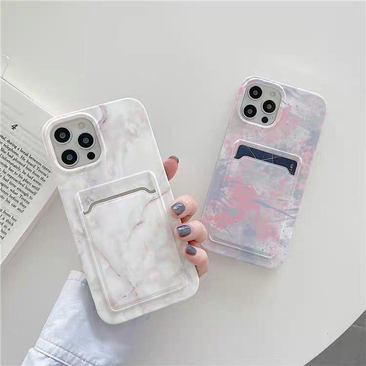 (1) MARBLE RAINBOW SLOT CARD CASE IPHONE 7 8 SE 2020 7+ 8+ X XS XR XS MAX 11 11 PRO 11 PRO MAX IPHON
